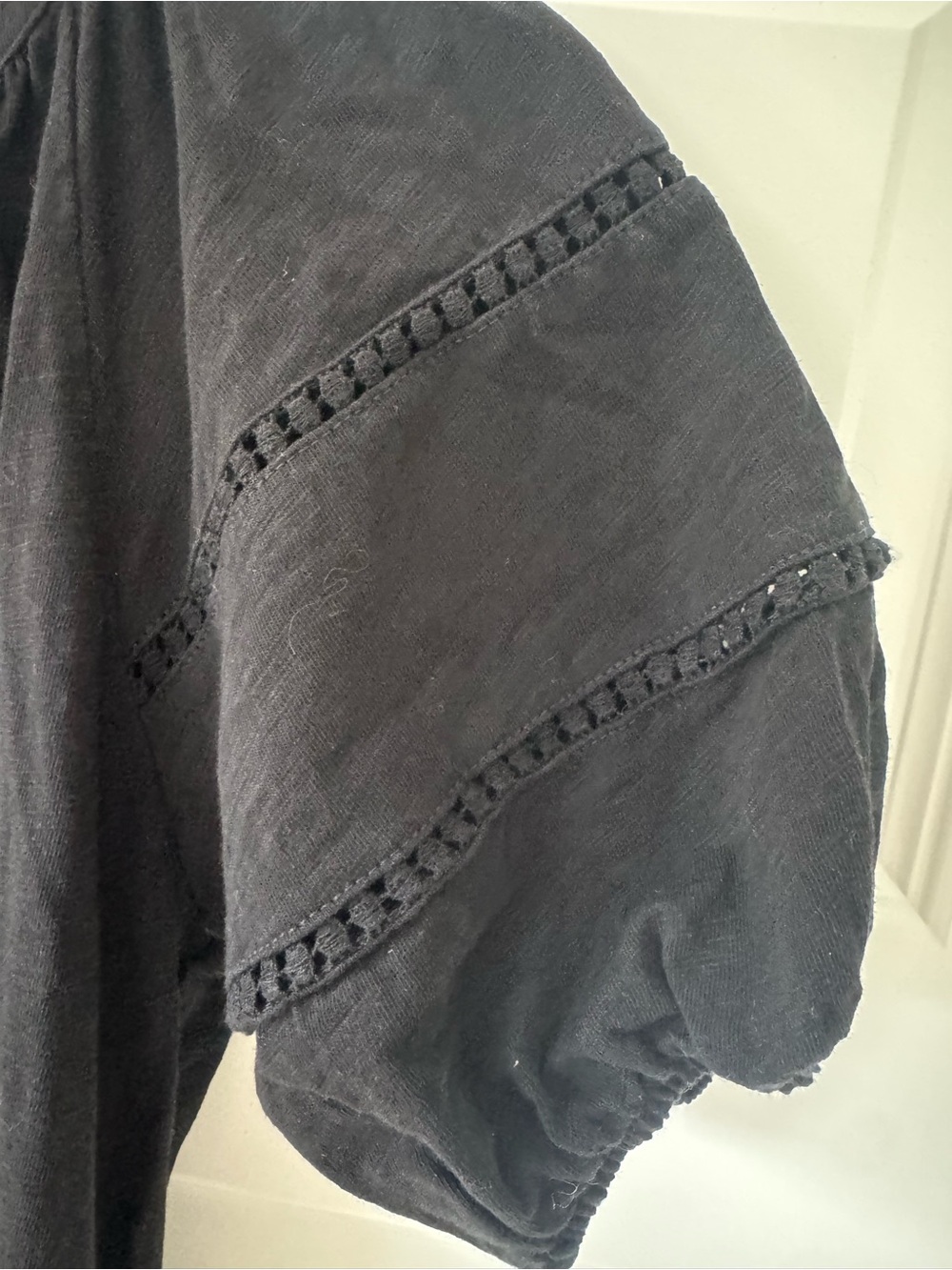 Boden Black V-Neck Tie-Waist Puff Sleeve Dress - Picture 3 of 9